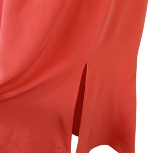 Vintage Theo Miles Womens A Line Dress Orange Slit Front Button Detail Silk 8 - Picture 3 of 6